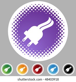 Electrical outlet plug web button isolated on a background