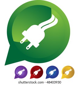 Electrical outlet plug web button isolated on a background
