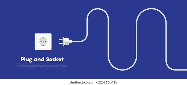 Electrical outlet and plugs in flat style icon. Vector illustration 10 eps.