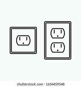 Electrical outlet set in the USA outline single double