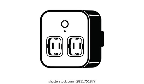 Electrical outlet with two sockets black and white silhouette