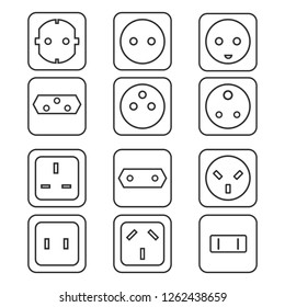 Electrical outlet type. Socket icon. Vector illustration, flat design.