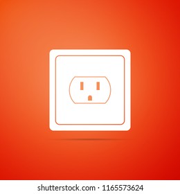 Electrical outlet in the USA icon isolated on orange background. Power socket. Flat design. Vector Illustration