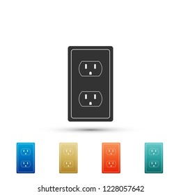 Electrical outlet in the USA icon isolated on white background. Power socket. Set elements in colored icons. Flat design. Vector Illustration