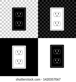 Electrical outlet in the USA icon isolated on black, white and transparent background. Power socket. Vector Illustration