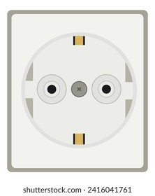 Ilustración vectorial de salida eléctrica aislada en fondo blanco. Fuente de alimentación eléctrica de enchufe interior. 