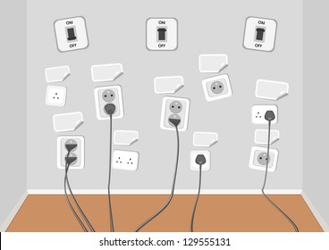 Electrical outlets with several connected cables