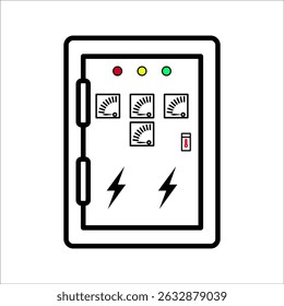 electrical panel box vector. Electrical distribution icon. Editable on black and white background