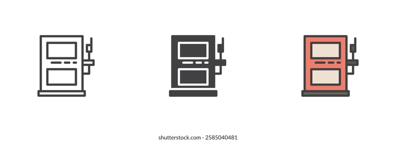 Electrical panel different style icon set. Line, glyph and filled outline colorful version, outline and filled vector sign. Symbol, logo illustration. Vector graphics