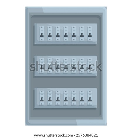 Electrical panel featuring rows of circuit breakers, ensuring safe and reliable power distribution in a residential setting