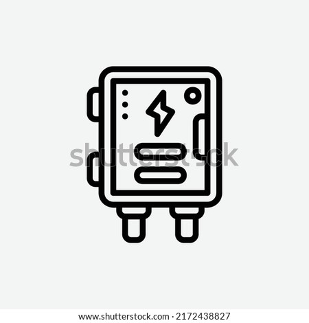  electrical panel icon, isolated engineering outline icon in light grey background, perfect for website, blog, logo, graphic design, social media, UI, mobile app