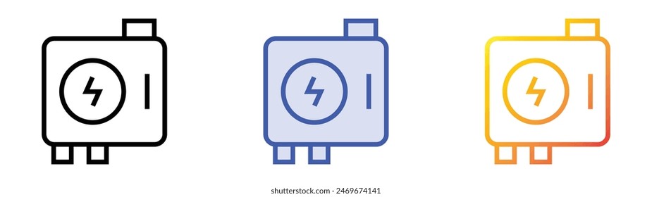 electrical panel icon. Linear, Blue Fill and Gradient Style Design Isolated On White Background