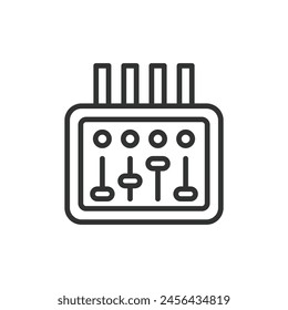 Elektrisches Panel, in Linienbauweise. Elektro, Schalttafel, Leistungsschalter, Stromverteilung, Schalttafel, Schalttafel, Sicherungskasten auf weißer Hintergrund-Vektorgrafik. Elektrisches Panel editierbares Strichsymbol.