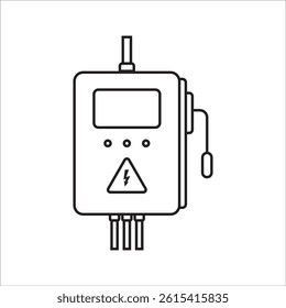 Electrical panel, in line design. Electrical, panel, Circuit breaker, Power distribution, Control panel, Switchboard, Fuse box on white background vector. Electrical panel editable stroke icon.