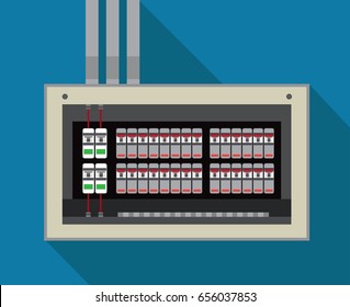 electrical panel, switch on off,Breakers vector flat, Circuit breakers