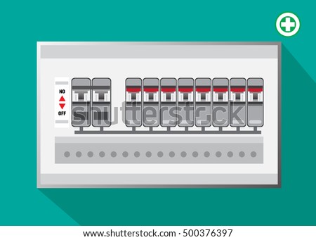 electrical panel switch on off breakers vector stock vector (royaltyelectrical panel, switch on off,breakers vector flat, circuit breakers