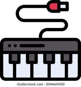 electrical piano vector line colour icon