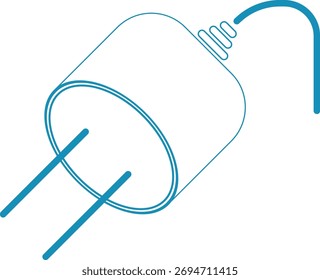 Uma tomada elétrica para dispositivos e equipamentos de carregamento, um símbolo de energia elétrica azul simples