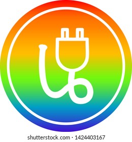 electrical plug circular icon with rainbow gradient finish