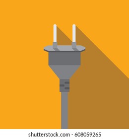 Electrical plug flat icon with shadow isolated on yellow background. Electrical plug vector illustration in Flat style for graphic and web design, Modern simple vector sign.