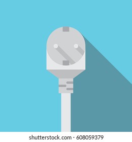 Electrical plug flat icon with shadow isolated on blue background. Electrical plug vector illustration in Flat style for graphic and web design, Modern simple vector sign.