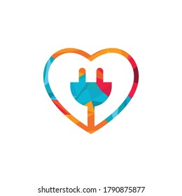 Electrical plug heart shape vector logo design. Power logo design template. Power energy symbol.	