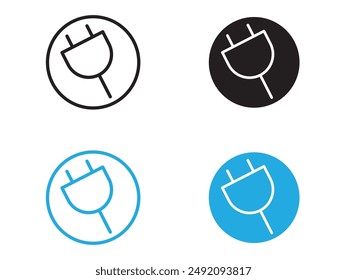 Señal de contorno de Vector blanco y negro de enchufe eléctrico
