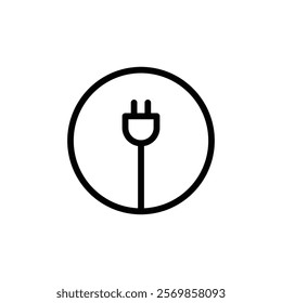 Electrical plug icon Black and white outline vector