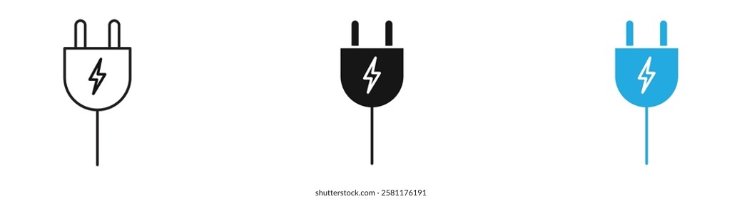 Electrical plug icon black white vector outline