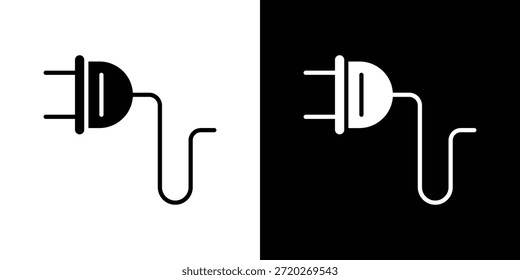 Elektrisches Steckersymbol. Schwarz-Weiß einfaches flaches Design-Symbol