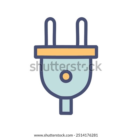 Electrical plug icon. Plug icon in a cartoon style. Represents power supply, electricity, connection, energy, and technology.