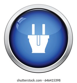 Electrical Plug Icon. Glossy Button Design. Vector Illustration.