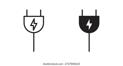 Elektrischer Stecker auf weißem Hintergrund. Stock-Vektorsymbol