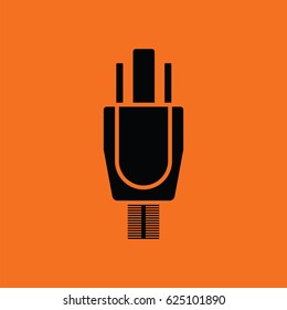 Electrical plug icon. Orange background with black. Vector illustration.
