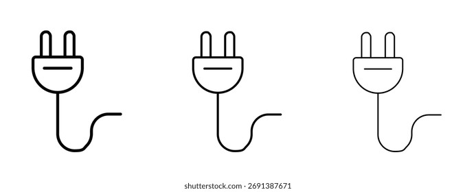 Ícone de plugue elétrico no símbolo de estilo de contorno de traçado.