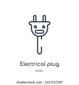 electrical plug icon from technology outline collection. Thin line electrical plug icon isolated on white background.