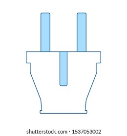 Electrical Plug Icon. Thin Line With Blue Fill Design. Vector Illustration.