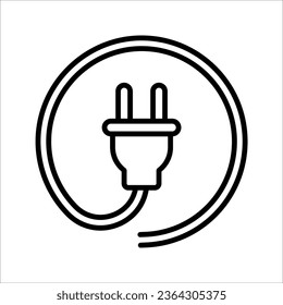 Icono de enchufe eléctrico. Icono de enchufe eléctrico del Reino Unido. Cable, cable de desconexión de energía. ilustración vectorial sobre fondo blanco