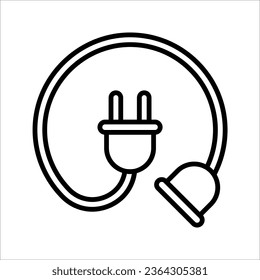 Icono de enchufe eléctrico. Icono de enchufe eléctrico del Reino Unido. Cable, cable de desconexión de energía. ilustración vectorial sobre fondo blanco