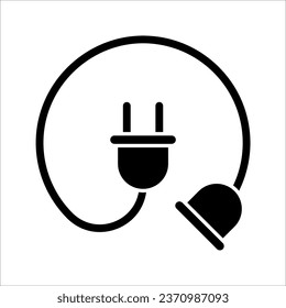 Electrical plug icon. Uk electric plug icon. Wire, cable of energy disconnect. vector illustration on white background