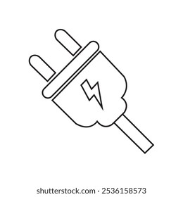 Electrical plug icon. Uk electric plug icon. Wire, cable of energy disconnect