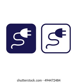 Electrical plug icon vector illustration. Blue and white