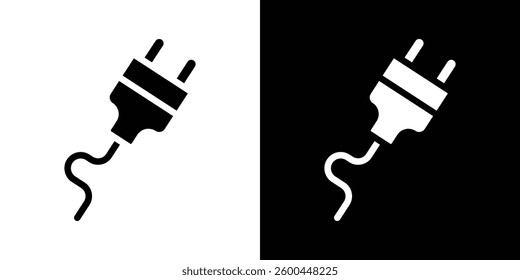 Electrical plug icons vectors set in solid style.