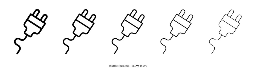 Electrical plug icons vectors set in different stroke lines
