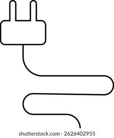 Electrical plug with lighting symbol and cable black vector icon. Plug with wire cable ,energy , power, connection simple glyph pictogram symbol isolated on transparent background.