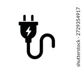 electrical plug with a lightning bolt symbol. vector illustration. connection energy icon. socket, utility, electricity, wire, cable, charge, plug symbol vector