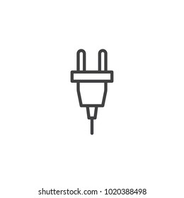 Electrical plug line icon, outline vector sign, linear style pictogram isolated on white. Symbol, logo illustration. Editable stroke