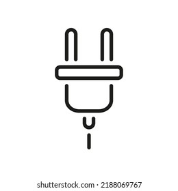 Electrical plug line symbol, vector editable stroke icon for user interface.