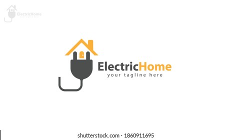 Electrical plug logo design combined with the house. You can use it for technology logos related to homes. vector