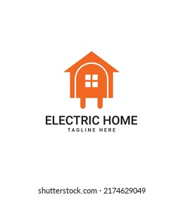 Electrical plug logo design combined with the house. You can use it for technology logos related to homes. vector